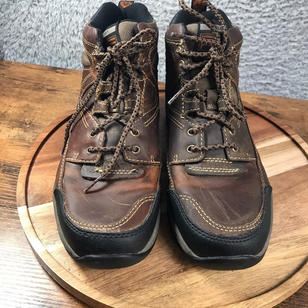 Ariat ATS Terrian Hiking Boots Mens 9.5B Brown Leather Outdoor Work Shoes‎